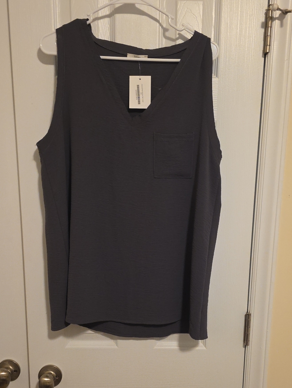 JODIFL V-Neck Sleeveless Pocket Tank - Charcoal Gray